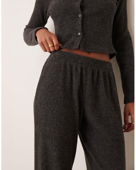 Miss Selfridge Gray – gerippte, angeraute hose mit weitem bein