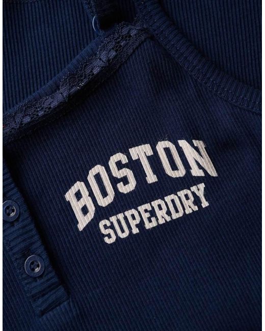 Superdry Blue Athletic Essentials Graphic Button Cami Top