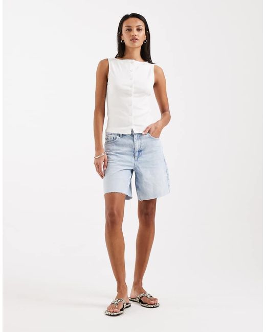 ASOS White Button Down Boat Neck Top