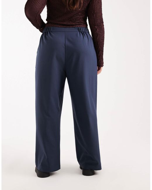ASOS Blue Asos Design Curve Tailored Relaxed Straight Leg Trousers