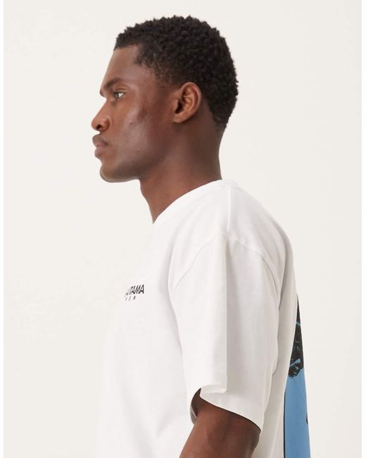 SELECTED White Oversized T-shirt With Bonsai Back Print for men