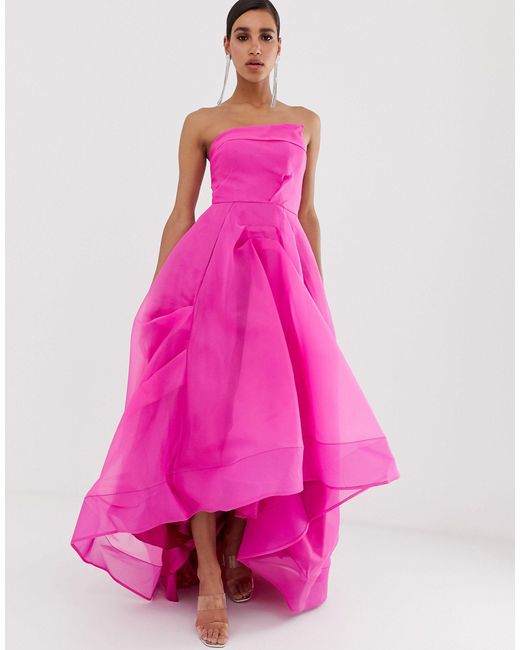 Bariano Pink Full Maxi Dress With Organza Bust Detail
