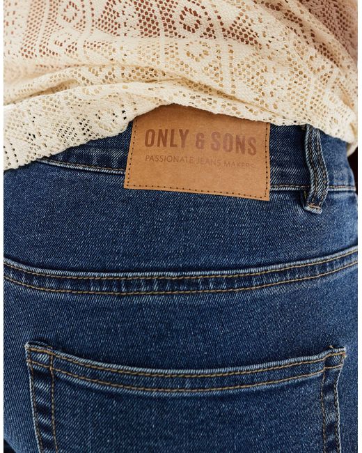Only & Sons – jeansshorts in Blue für Herren
