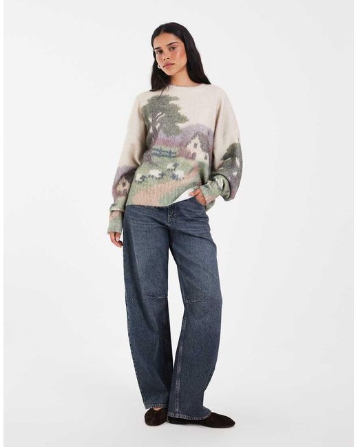 Muse Assembly Gray Graphic Erin Knitted Jumper