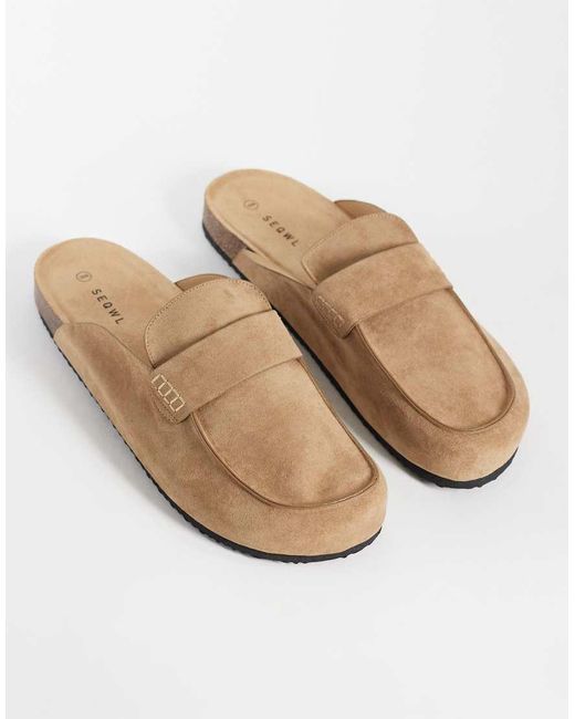 SEQWL White Soda Slip On Loafer Style Mules for men