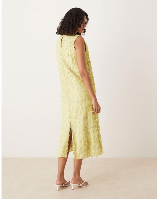 Robe mi-longue effet 3d - olive Ghospell en coloris Yellow