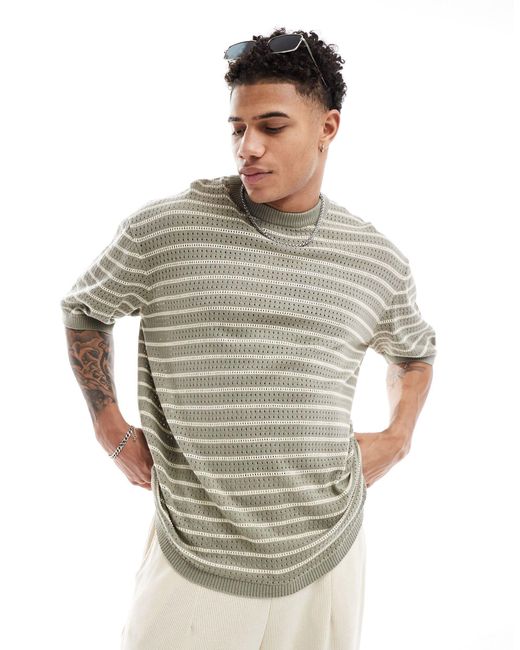SELECTED Gray Knitted T-shirt for men