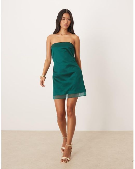 Abercrombie & Fitch Blue Bandeau Satin A Line Mini Dress