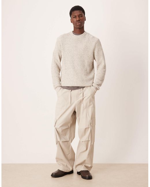 Mango Natural Cotton Chunky Knit Crew Neck Jumper for men