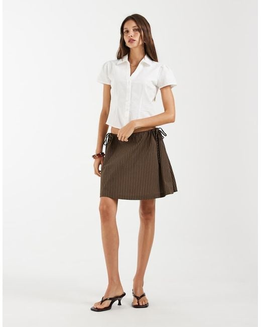 Noisy May Brown Mid Rise Side Tie Mini Skirt