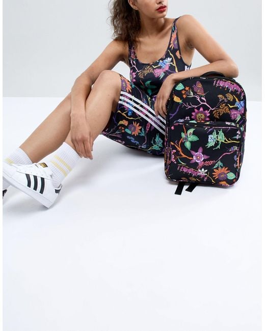 adidas Originals Floral Print Backpack in Black | Lyst