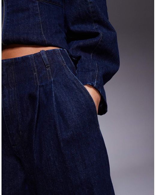 Jean ample d'ensemble à pinces devant - indigo ASOS en coloris Blue