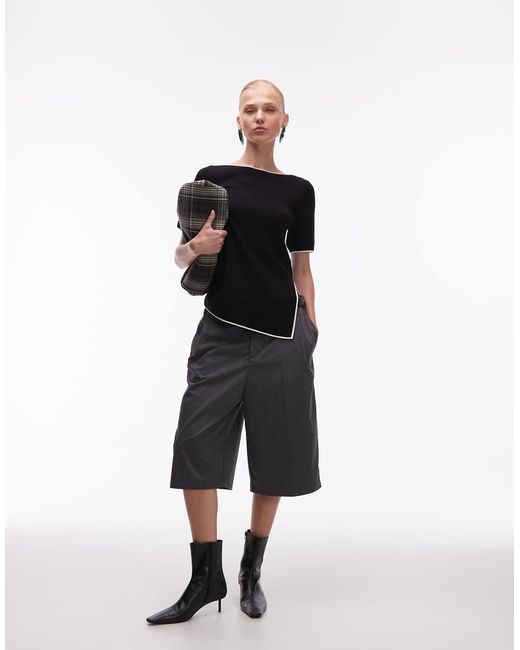 ASOS Black Ruched Side Asymmetric T-shirt
