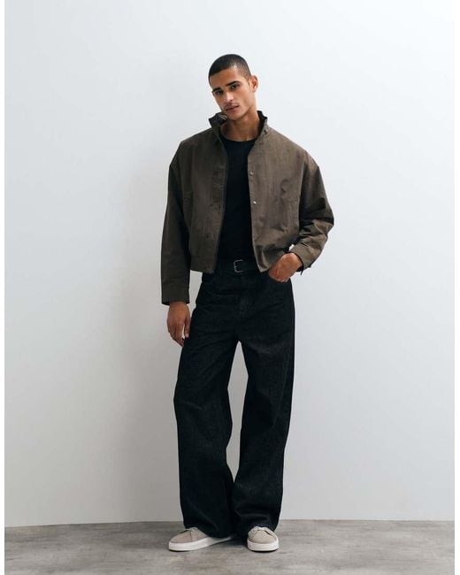 SELECTED Black High Neck Light Bomber Jacket for men