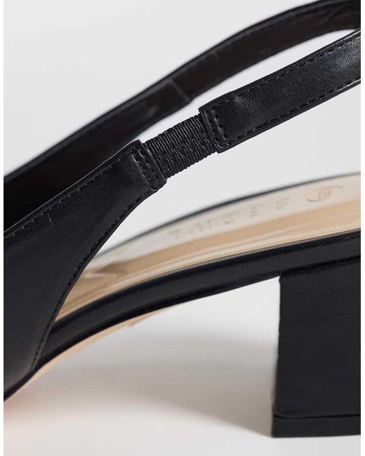 SEQWL Black Sorrento Sling Back Low Block Heeled Sandals