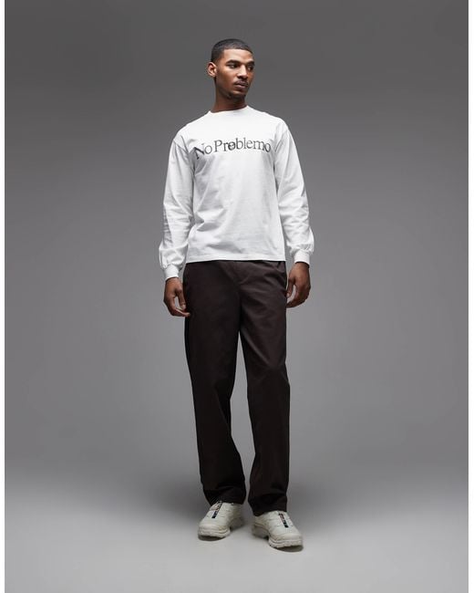 No Problemo Gray 100% Cotton Long Sleeve T-shirt With Smile Away Back Print for men