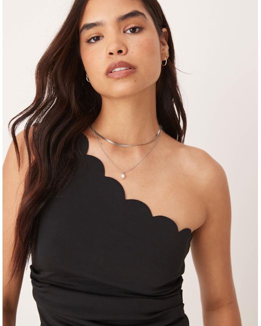 Y.A.S Blue Scallop Detail Premium Structured Jersey Top