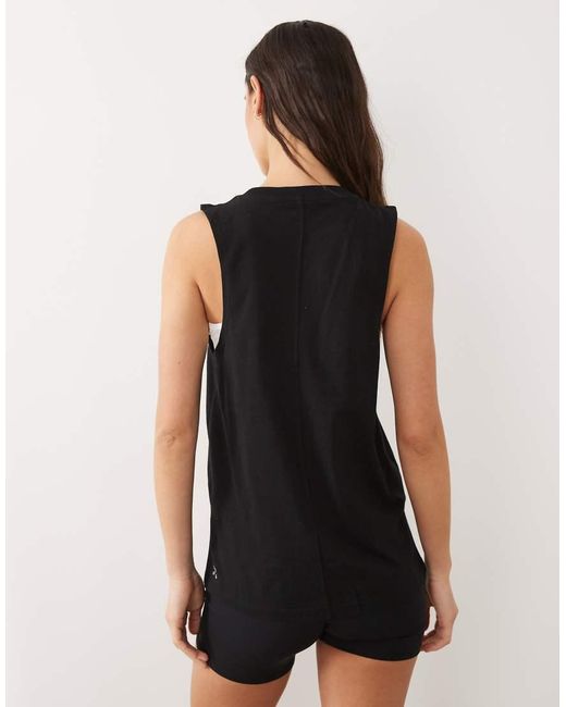4505 Black Icon Cotton Drop Armhole Tank Top With Quick Dry Finish
