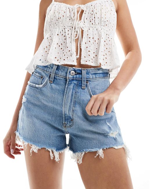 Curve - love - short coupe mom en jean - clair Abercrombie & Fitch en coloris Blue