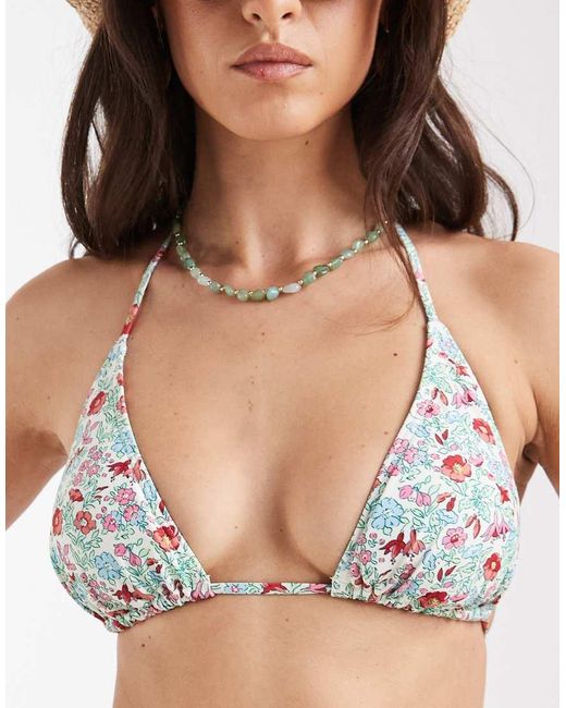 Pieces Brown Tie Back Triangle Bikini Top Co-ord