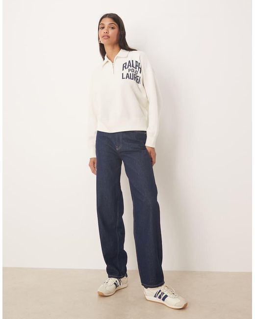 Polo Ralph Lauren White Logo Quarter Zip Jumper