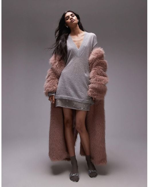 TOPSHOP Gray – locker sitzender feinstrickpullover mit hochwertiger mohair-wolle