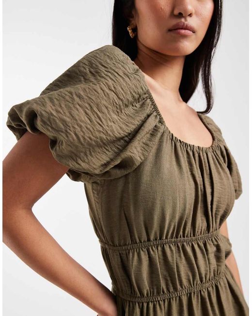 New Look Natural Milkmaid Midi Dress