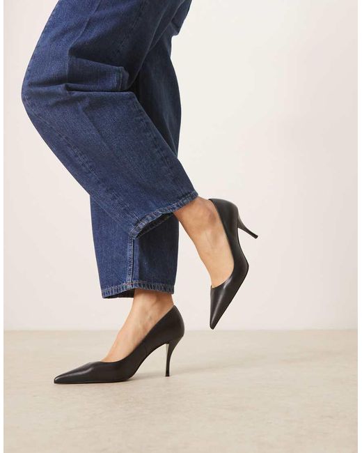 Mango Blue Leather Pointed Heels