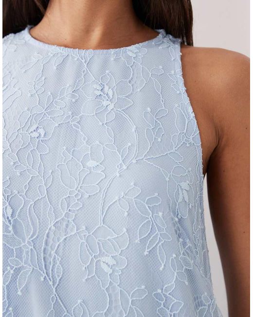 ASOS Blue High Neck Racer Lace Maxi Dress