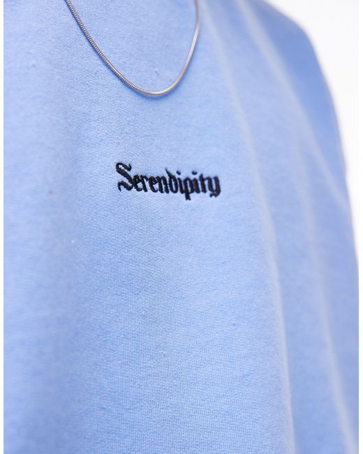 Topman Blue Oversized Fit Sweatshirt With Serendipity Embroidery for men