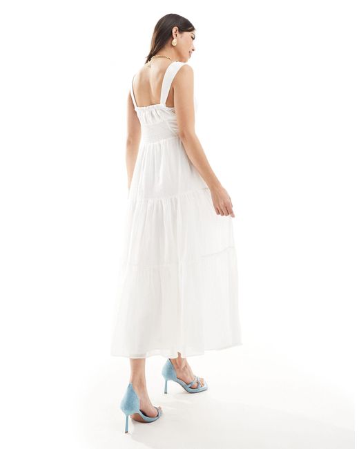 EVER NEW White Milkmaid Midi Dress