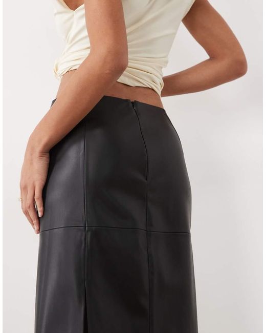 Mango Natural Faux Leather Pencil Midi Skirt