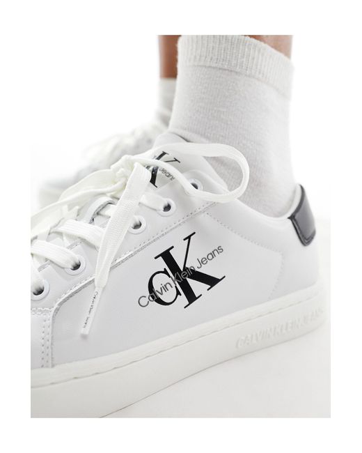 Calvin Klein White Classic Cupsole Lace Up Trainers