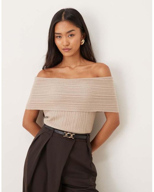 Abercrombie & Fitch Gray Off The Shoulder Foldover Top