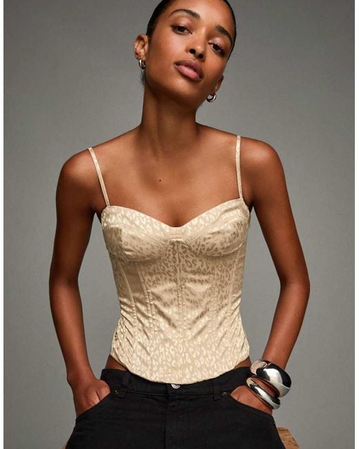 Bershka Multicolor Jacquard Corset Top