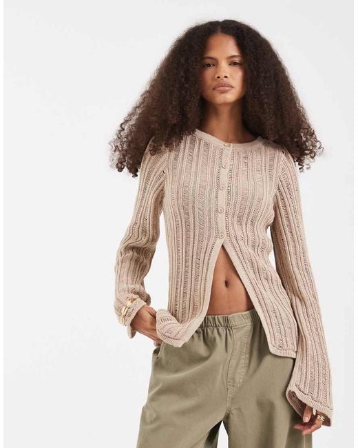 ASOS Brown Knitted Ladder Stitch Cardigan