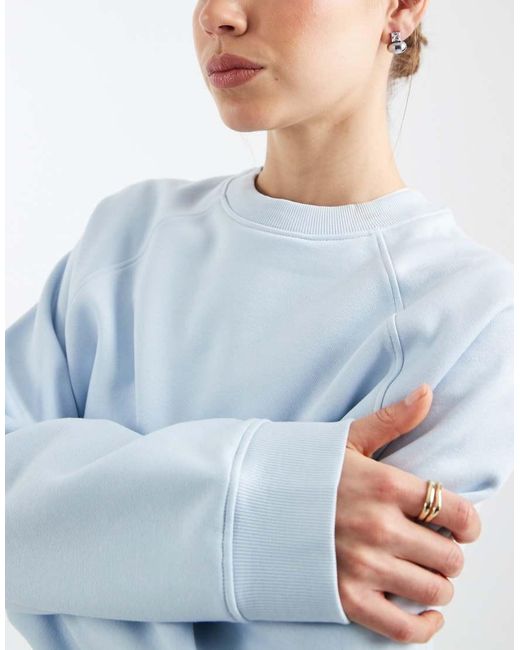 ASOS Blue Oversized Brushback Sweatshirt With Raglan Detail
