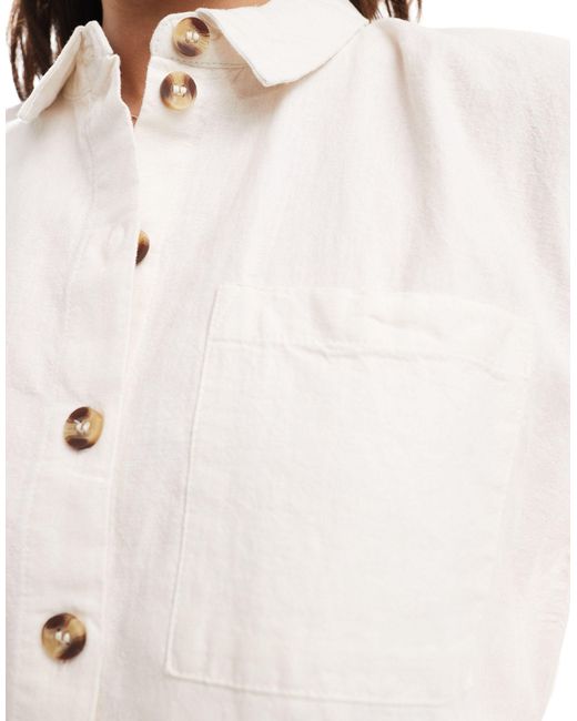 Vero Moda White Cropped Linen Shirt Co-ord