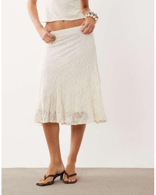 Mango Natural Marta Lace Midi Skirt Co-ord