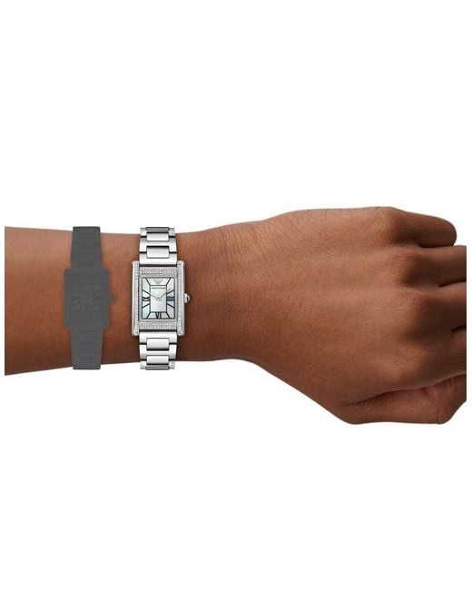 Emporio Armani White Two-Hand Stainless Steel Watch, Ar11796