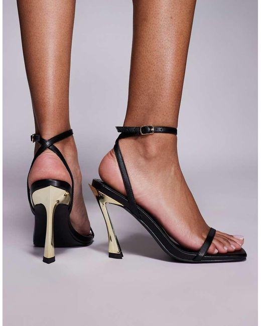 Public Desire Black Thrill Ride Barely There Heeled Sandals