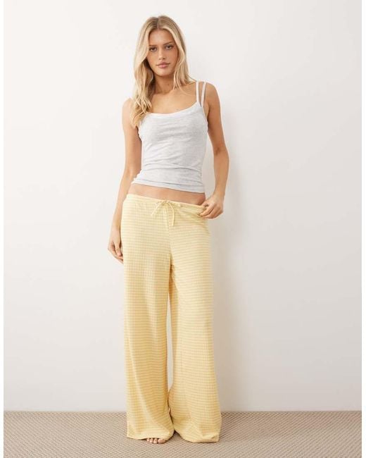 Gina Tricot Natural Supersoft Jersey Wide Leg Trousers With Drawstring Waist