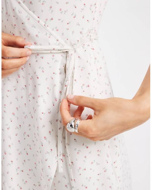 Hollister White Short Sleeve Wrap Mini Dress