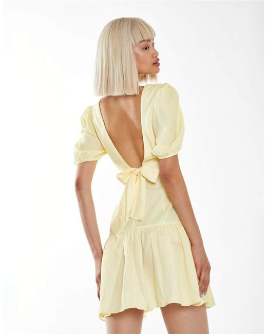 Glamorous White Pleated-Open-Back Mini-Dress