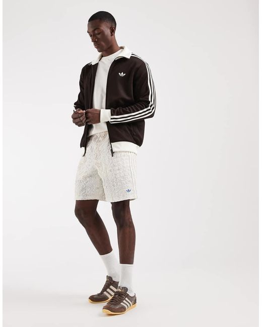 Adidas Originals White Seersucker Resort Shorts for men