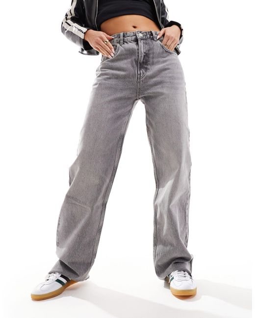 Pull&Bear Gray Comfort Straight Leg High Rise Jeans