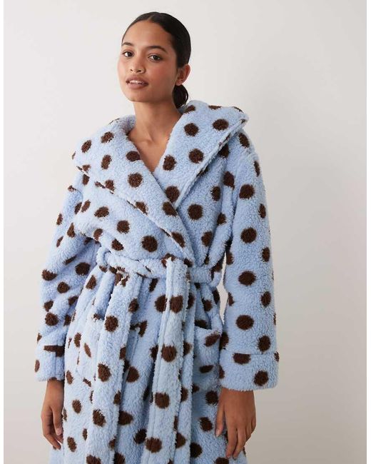 Threadbare Blue Polka Dot Robe With Hood