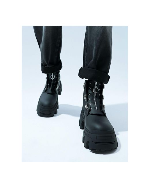 ASOS Black Chunky Lace Up Boots for men
