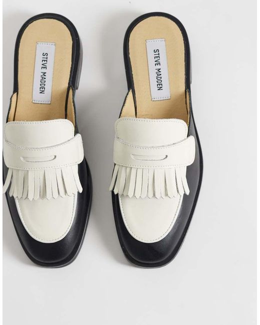 Steve Madden White Nanette Mule Loafers