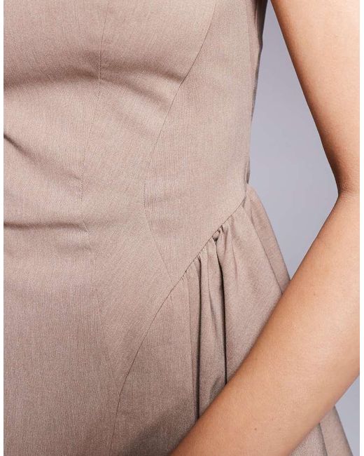 ASOS Mini-Jurk Met Structuur En Lage Ronde Hals in het Gray
